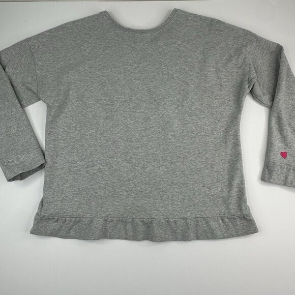 BedHead Pajamas Women's Gray Mon Amour Embroidered‎ Hearts Sweatshirt M/C43 - Picture 6 of 14